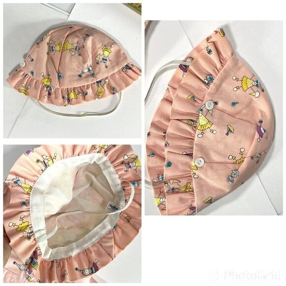 Rare Vintage OshKosh B’gosh Vestbak Overalls Girls 6 9 M Matching Hat Ice cream - Picture 6 of 12